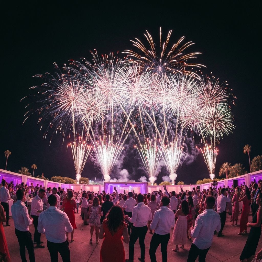 Fuegos artificiales en evento